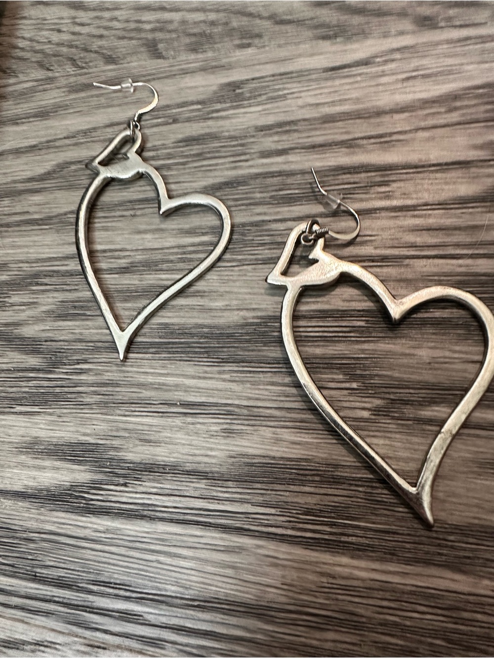 Silver Heart Outline Drop Earrings - Women's Jewelry
